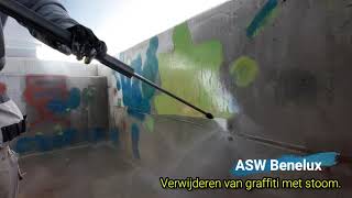 Verwijderen van Graffiti met Stoom  AntiGraffiti Coating [upl. by Jadwiga338]