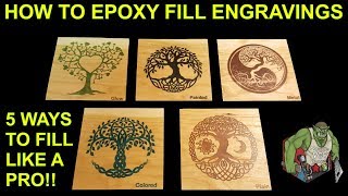 Epoxy Resin Tutorial  How to Fill wood engravings like a pro 5 different ways to DIY [upl. by Alonso]