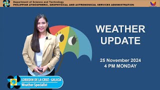 Public Weather Forecast issued at 4PM  November 25 2024  Monday [upl. by Ssilb584]