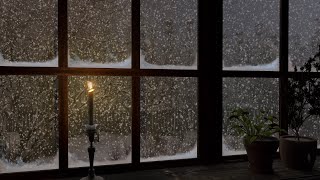 The ambiance felt from the window of the cabin on a cold snowy winter day  Snowstorm Sounds 8 Hours [upl. by Tally]