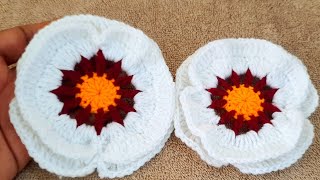 very easy Crochet flower 🌼 tutorial woolen flower design crosia ke design flower pattern 😊 [upl. by Nikoletta]