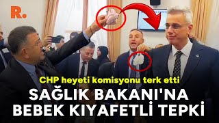 Sağlık Bakanına bebek kıyafetli tepki CHP heyeti komisyonu terk etti [upl. by Isdnyl700]