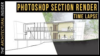 Section Architecture Rendering with Photoshop  Architectural Visualization [upl. by Yssis]