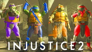 INJUSTICE 2  All NINJA TURTLES TAUNTS TMNT Idle Animations [upl. by Sekoorb]