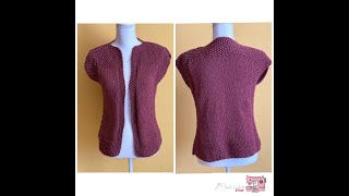 Cardigan smanicato ai ferri senza aumenti e senza diminuzioni🧶 Maglia facilissima [upl. by Barbara]