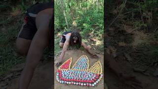 Survival Skills SIMPLE and USEFUL with candy fire camping outdoors bushcraft useful [upl. by Apilef]