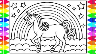 How to Draw a UNICORN for Kids 💜💛💖🦄Unicorn Drawing for Kids  Unicorn Coloring Pages for Kids [upl. by Anayk462]