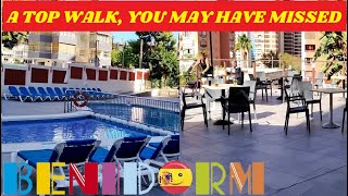 Benidorm Rincon Info Walk☀️💬🇪🇸Hotel Gala Placidia Apartments Shops Hotel Dynastic🏨🇬🇧🍻🏢benidorm [upl. by Nairrad]