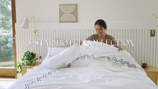 Pure Supima Cotton Sateen Embroidered Duvet Cover Set  Double Stitch by Bedsure [upl. by Natala]