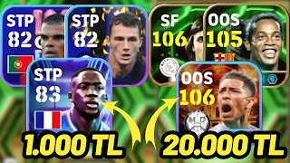 1000 TL VS 20000 TL KADRO  EFOOTBALL 2025 MOBİLE [upl. by Adnalohs]