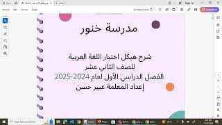 برنامج دعم المهارات الأكاديميةـ مراجعة عامة وفق الهيكل اللغة العربية للصف الثاني عشر أ عبير مصطفى [upl. by Enilrek]