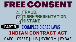 Fraud  Misrepresentation  Mistake  Free Consent  Indian Contract Act  Caselaws  Example [upl. by Jerome]