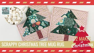 Scrappy Christmas Tree Mug Rug FREE Pattern  12 Makes of Christmas [upl. by Studdard]