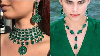 Unique And Trending Rubby Stone Green Stone Necklace With Earrings Design For 2024 [upl. by Assiren]