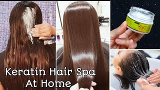 Keratin Hair Spa At Home For StraightSilky Freez Free Hair रुखे घुंघराले बालों को सीधा करें [upl. by Aikahs]