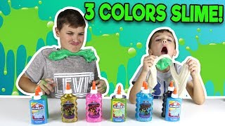 3 COLORS OF GLUE SLIME CHALLENGE [upl. by Assel812]