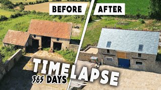 TIMELAPSE 365 jours de RÉNOVATION dune GRANGE EN MAISON avantaprès [upl. by Alyar833]