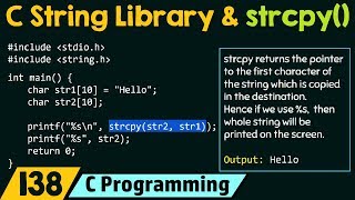 C String Library and String Copy Function  strcpy [upl. by Eneryt]