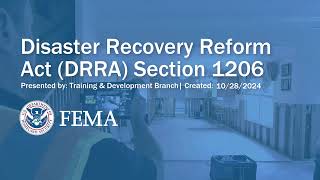 Disaster Recovery Reform Act DRRA Section 1206 [upl. by Esmerelda]