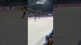 Just Stop Oil disrupts ski jumping event as security faceplants into snow [upl. by Calysta]