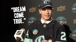 Seattle Kraken pick Julius Miettinen  NHL Draft Press Conference [upl. by Urien]