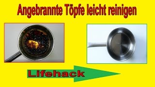 Stark Angebrannte Töpfe reinigen – Hausmittel  Backpulver Lifehack – Angebrannten Topf säubern [upl. by Aizahs]