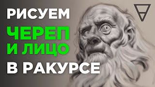 Как рисовать череп и лицо в ракурсе [upl. by Oakes]