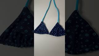 Process of making this cute reversible triangle bikini top Obsessed with reversible swimwear sewing [upl. by Ativoj]