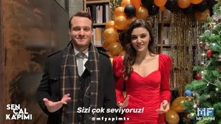 Sen Cal Kapimi Happy New Year Congratulations from Hande Erçel and Kerem Bursin 01012021 English [upl. by Anatnom]