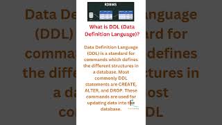 RDBMS  DDL Data Definition Language [upl. by Erdnael666]