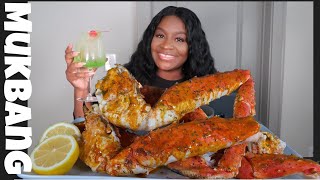 GIANT SPICY KING CRAB LEGS  SEAFOOD BOIL MUKBANG  STORY TIME [upl. by Annahaj]