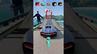 NOOB vs PRO vs VILLAGER vs HACKER vs HEROBRINE Car Jump Challenge 😂 🚗 shorts beamngdrive [upl. by Aik621]