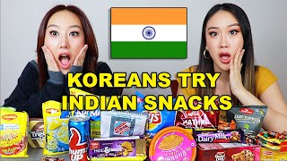 KOREAN SISTERS TRY INDIAN SNACKS FOR THE FIRST TIME 😮 [upl. by Shaw]