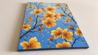 EASY Acrylic Painting Technique  Yellow Spring Flowers Painting for Beginners [upl. by Eppie820]