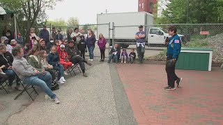 Maine astronaut Jessica Meir throws first pitch at Hadlock Field [upl. by Tegdig364]