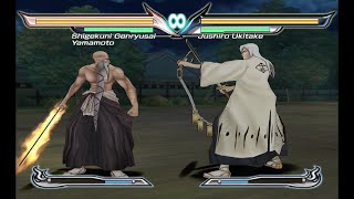 Shigekuni Genryusai Yamamoto vs Jushiro Ukitake Bleach Shattered Blade [upl. by Ainomar]