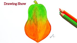 Papaya Drawing Easy with colour How to draw papaya step by step [upl. by Anastassia]