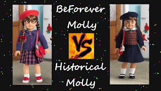 BeForever Molly VS Historical Molly  American Girl Doll Molly Comparison [upl. by Alegnatal]