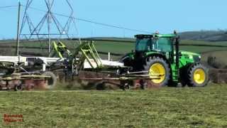 Silage 13  Raking with John Deere 6140R and Claas LINER 4000 [upl. by Frida32]