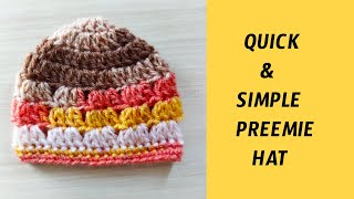 Quick amp Simple Crochet Preemie Baby Hat  Perfect for Beginners [upl. by Eanej]