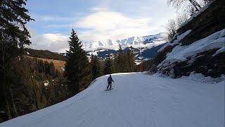 Skiing BLUE slope GELINOTTE at MEGEVE ski resort  GoPro POV  Feb 2024 [upl. by Drareg]