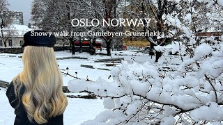 OSLO NORWAY Virtual Walking Tour🇳🇴 Snowy walk from GamlebyenGrunerløkka 4K60ftp [upl. by Nylekcaj]