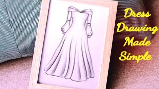 How to draw a Beautiful Gown  Stylish Girl dress drawing design easy  Beautiful Drawings Beginners [upl. by Aurthur]