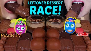 ASMR LEFTOVER DESSERT RACE CHOCOLATE MOUSSE CUP TOYBOX MAX EGGS DOUBLE MAGNUM KINDER FERRERO 먹방 [upl. by Aubrette]