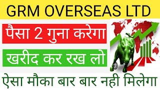 GRM OVERSEAS LTD SHARE NEWS  NEXT TARGET  LATEST NEWS  STOCK ANALYSIS grmdaily nifty50 [upl. by Aric]