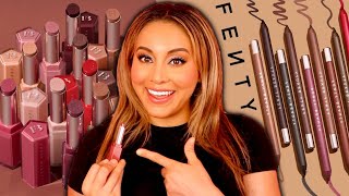 FENTY GLOSS BOMB STIX amp FENTY TRACED OUT LIP LINER REVIEW [upl. by Marshal92]