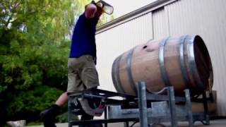 How I cut a Wine Barrel in half with a home made machine 08 [upl. by Aryek216]