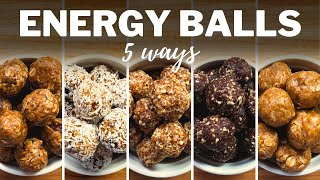 NOBAKE ENERGY BALLS » 5 Flavours for Healthy Breakfast or Snacks  2 Easy Methods with Oats amp Dates [upl. by Leupold632]