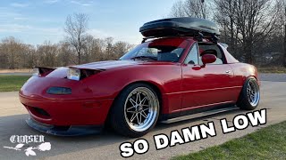 SLAMMED miata fitment and the NB gets full aero [upl. by Suaeddaht]