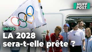 Après les JO de Paris 2024 le drapeau olympique est arrivé à Los Angeles [upl. by Yenaffit840]